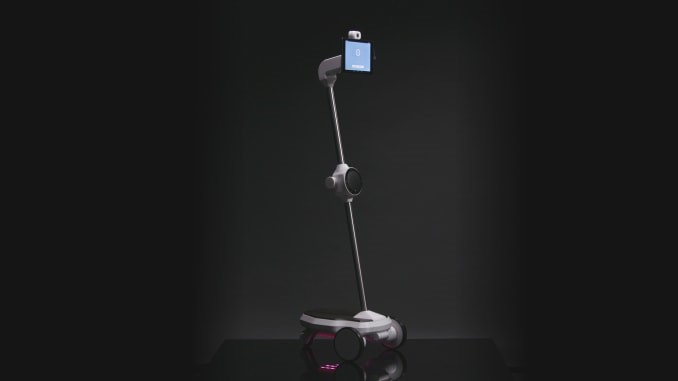 The "telepresence robot," made by OhmniLabs.